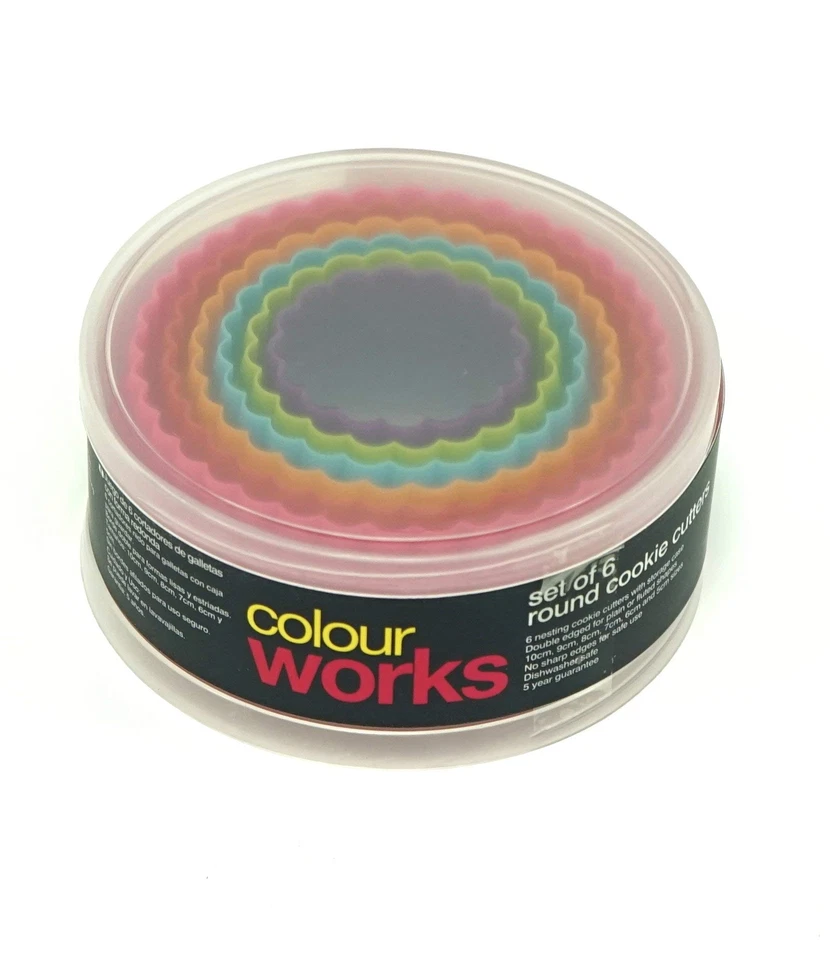 Cookie Cutter Set 6 Piece Smooth and Fluted - Multicolor Round - Image 4 of 4