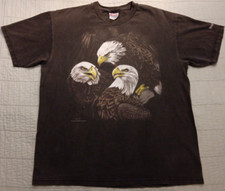 Vtg Men's Lg Stand Out Black Triple Eagle Alaska Raptor Center Graphic T Shirt