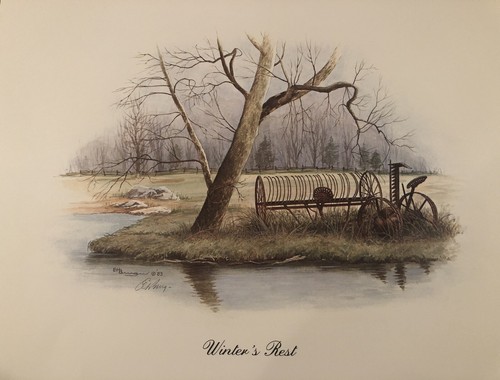 E. Howard Burger Winter's Rest Signed Print Nature Realism River Trees Vintage - 第 1/6 張圖片