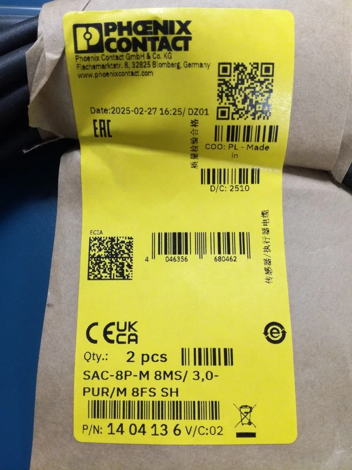 1404136 Phoenix Contact - SAC-8P-M 8MS/ 3,0-PUR/M 8FS SH - Câble pour capteurs - Photo 3/4