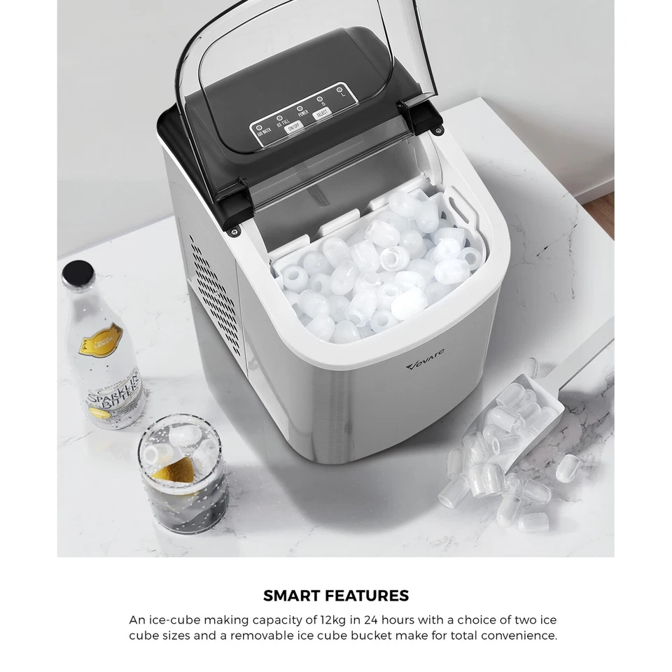 Vevare Portable Ice Maker Machine Ice Cube Tray 12kg Bar Countertop Stainless - image 2 of 4