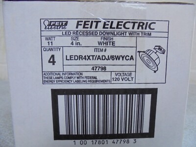 Feit Electric 4in Integrated LED Selectable CCT Dimmable CEC Tethered J-Box 4PK
