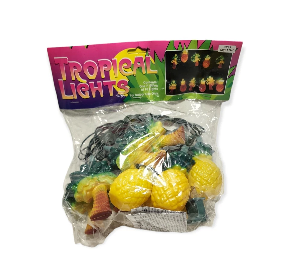 Pineapple Tropical Summer String Lights Palm Trees 10 Indoor Lights 7 Foot - Image 2 of 4
