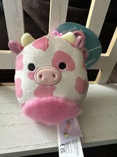 Squishmallows Evangelica the Pink Cow Plush Clip On 3.5  Plush Stuffed Animal