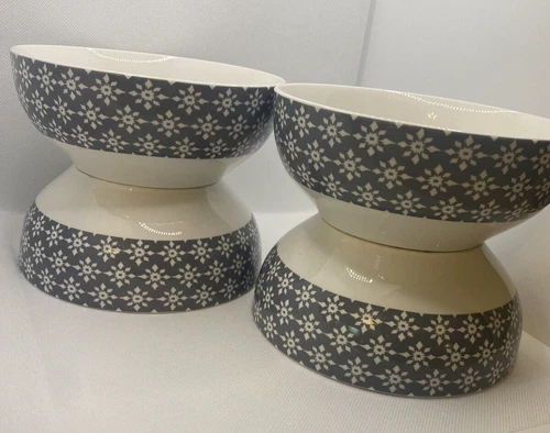 Mainstays Gray and White Geometric Floral Starburst Cereal Bowls Set Of (4)