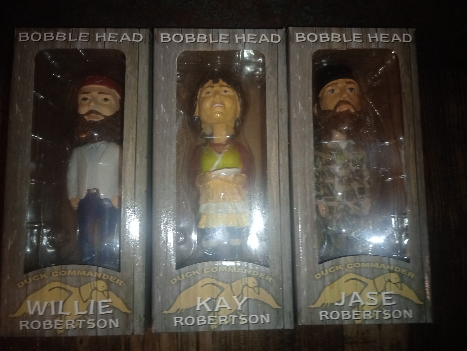 Duck Commander bobble head set of 3 Kay, Jase, Willie Robertson (ungraded)