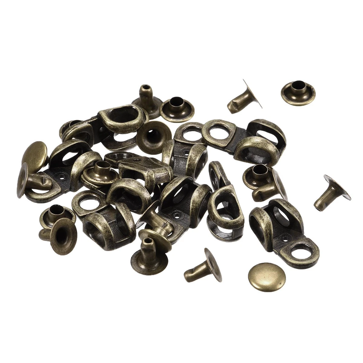 Shoe Lace Hooks-19x10x7mm Alloy Boot Buckle Fitting with Rivet, Bronze 20  Sets