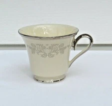 Lenox Snow Lily Coffee Cup Platinum Trim Grey Scroll White Accent Replacement