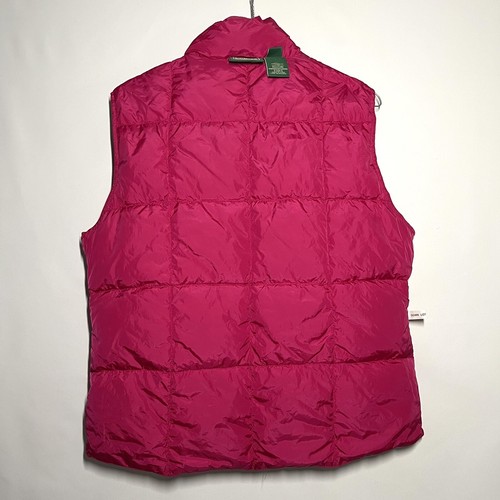 LL Bean Womens Size M REG Snap Button Goose Down Pink Puffer Vest Jacket Pockets - Picture 10 of 13