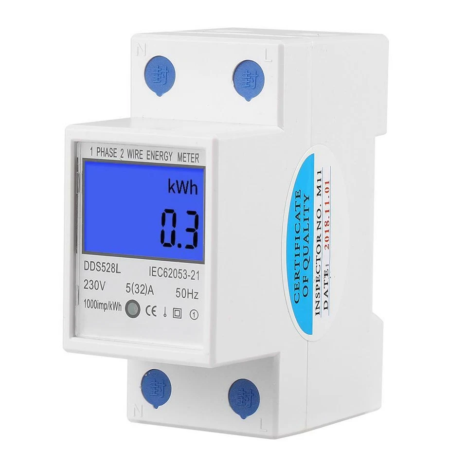 5A-32A 230V 50Hz LCD Backlight Single Phase Energy Meter Watt KWh Meter Accurate - Image 4 of 4
