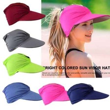 Women Turban Sun Visor Hat Cap Sports Wide Brim Stretchable Golf Hijab Ponytail