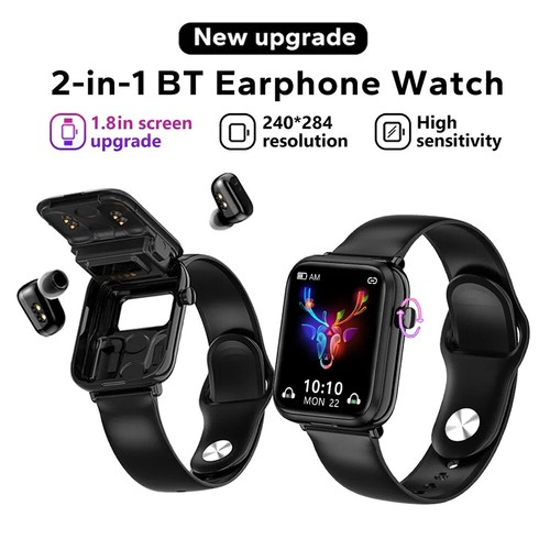 Smart Watch with Earbuds Men Smartwatch 2 In 1 Wireless Headset For Android iOS