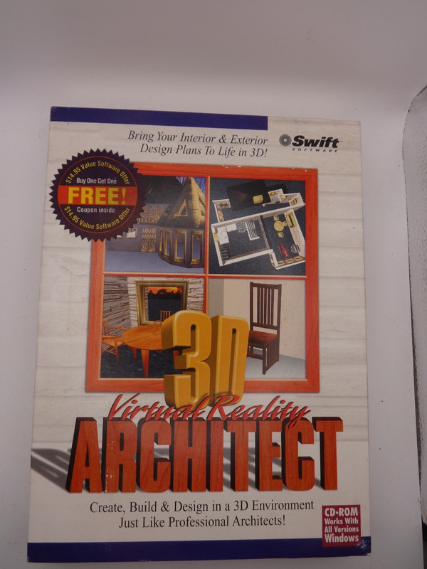 vintage computer software VIRTUAL REALITY ARCHITECT 3D Swift Software CD-ROM