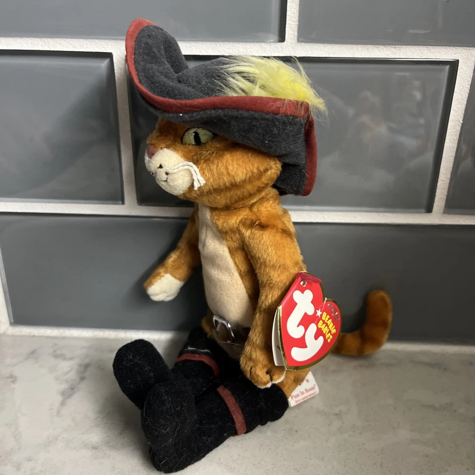 Ty Beanie Babies Gato con Botas Shrek the Third Peluche 8 Pulgadas Gato 2007 con etiquetas Foto 2 de 2