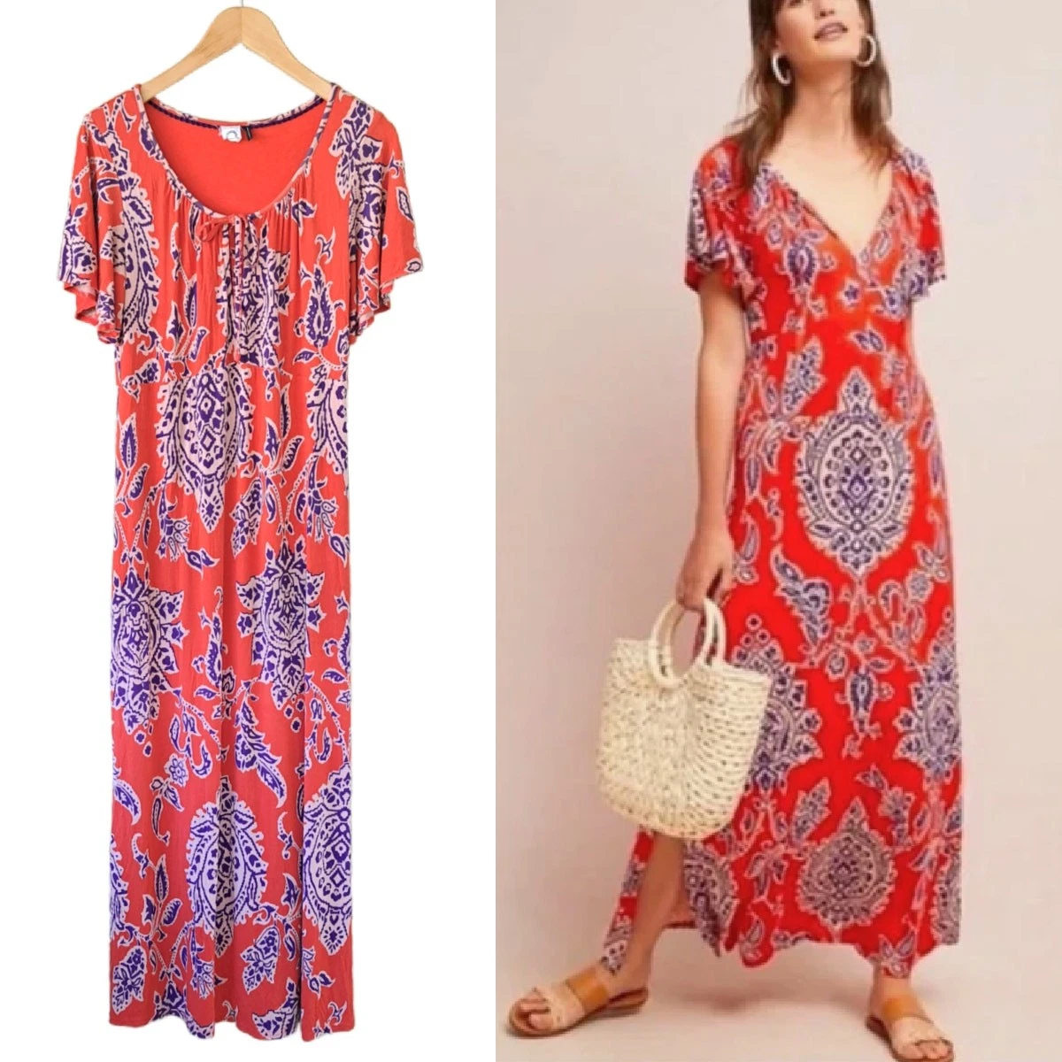 Anthropologie AKEMI + KIN Correia Maxi Dress Medium Orange Purple Boho
Opens in a new window or tab