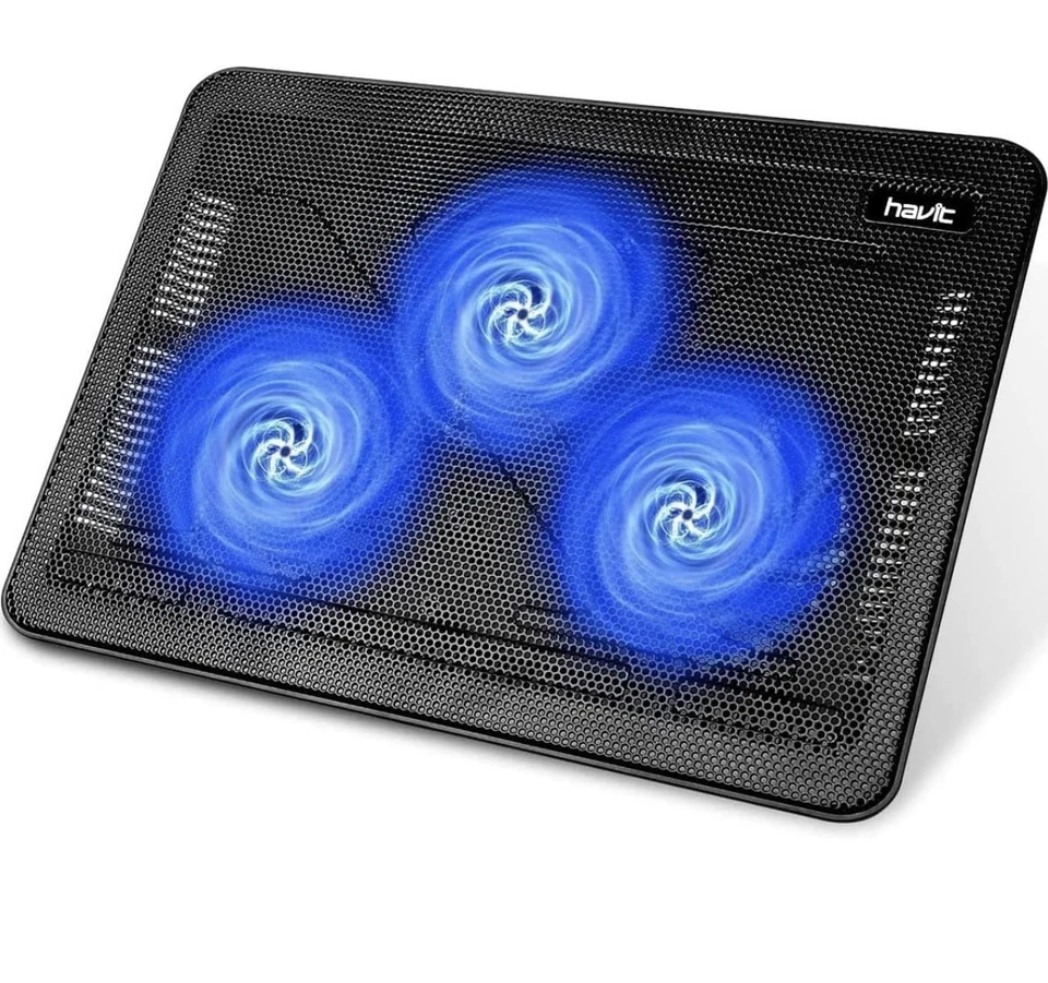 Gaming Laptop Cooler Fan Cooling Pad Riser Metal Stand Fits 12 - 17 inch Laptops - Image 3 of 4