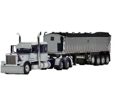 1/64 DCP PETERBILT 389 W/ 48" FLAT TOP SLEEPER & MAC COAL DUMP TRAILER
