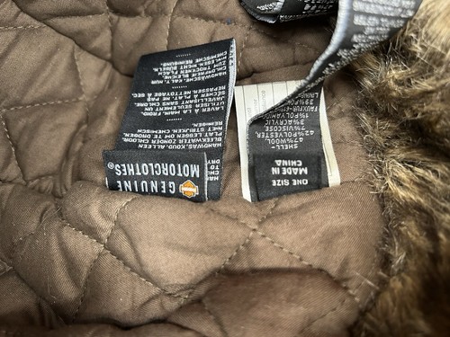 Harley Davidson Fliegerstil Winter Fell Wolle Mütze Ohrenklappen Erwachsene Einheitsgröße gefüttert EUC - Bild 7 von 9