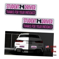 2PCS Student Driver Magnet for Car,Reflective New Driver Sticker Cars Pink 2