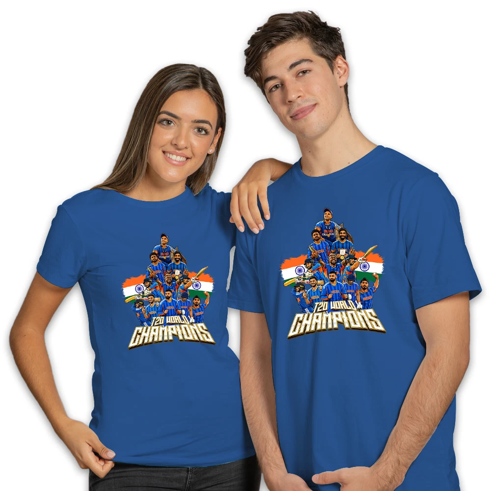 India Cricket World Champions 2026 Unisex T-Shirt Blue