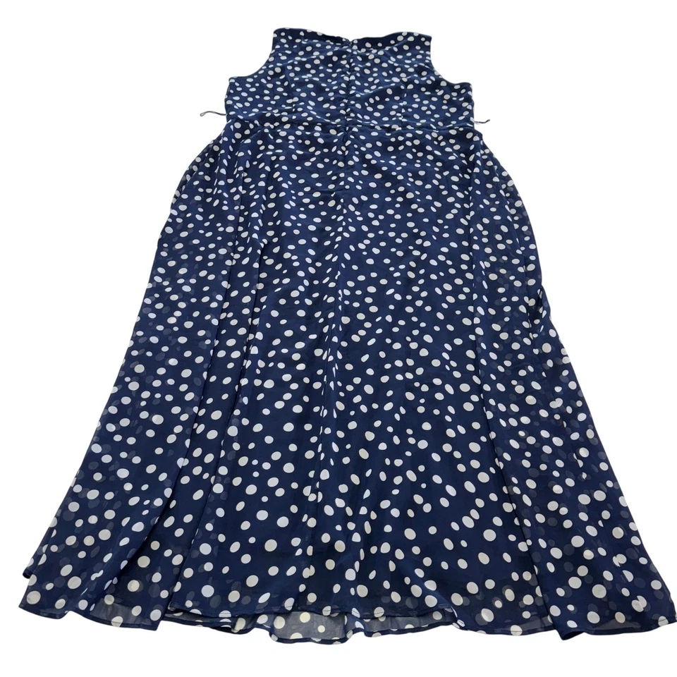 Nicole Miller Dress Women Size 20 Plus Size Navy White Polka Dot Sleeveless Maxi - Image 3 of 4
