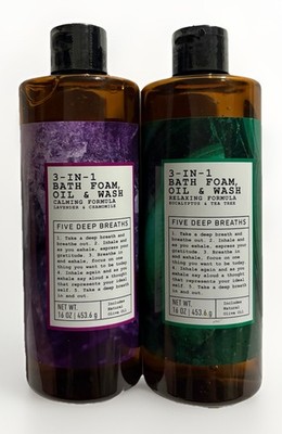 3-in-1 Bath Foam Oil Wash Set Lavender Chamomile Eucalyptus Tea Tree Spa 16oz