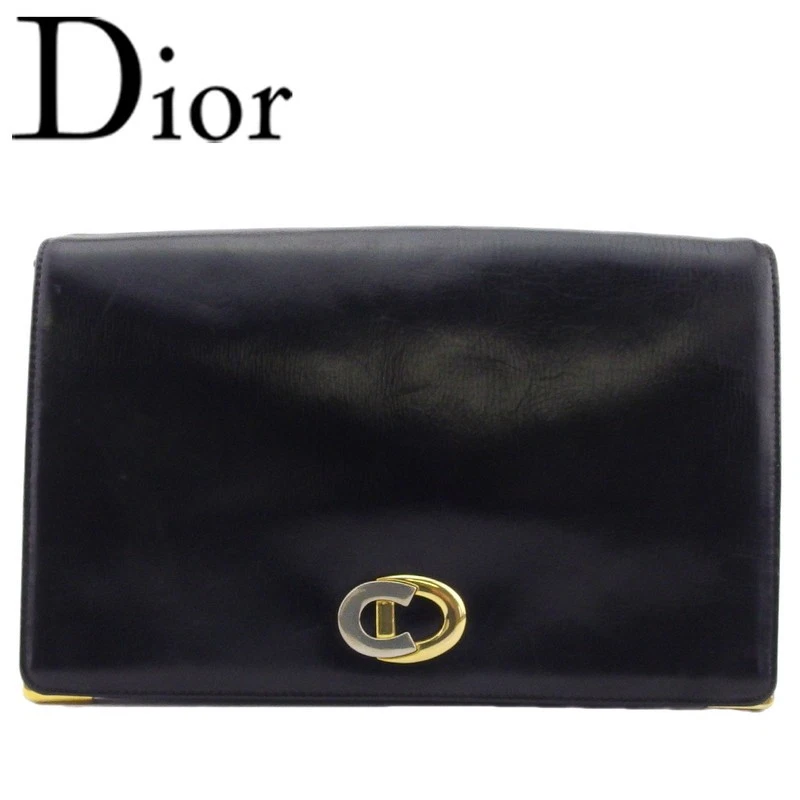 Christian Dior Pochette Pochette Pochette Femme Noir Or Argent Cuir