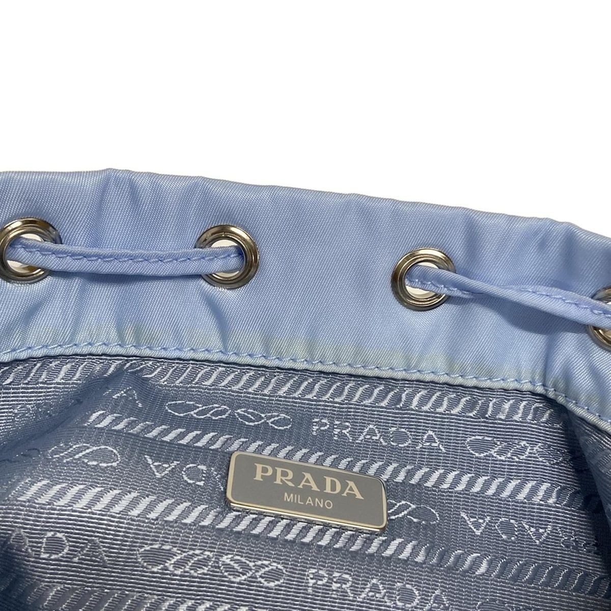 PRADA Light Blue Leather Drawstring Pouch 22.5cm … - image 6