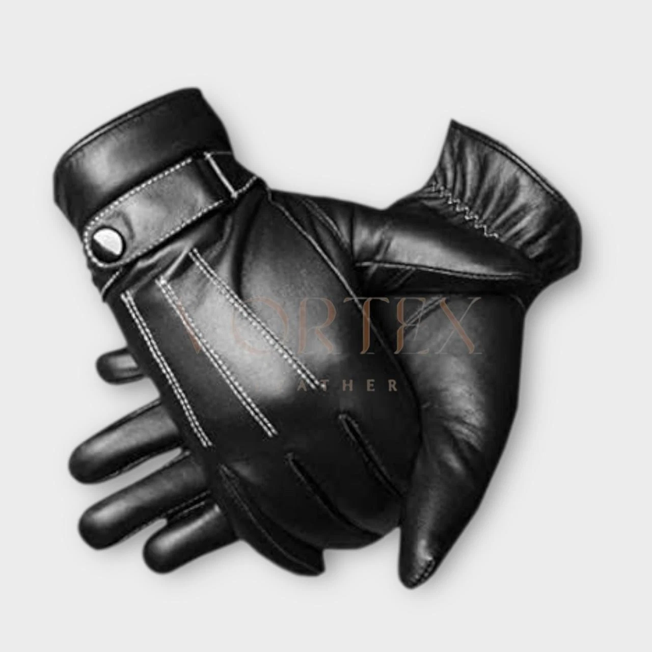 Men's Black Leather Glove White Stiches Style Genuine Lambskin Leather Gloves