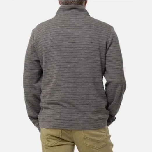 NWOT Dockers Men's Size L Gray Striped 1/4 Zip Pullover Sweatshirt Mock neck - Image 2 of 4