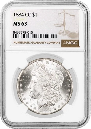 1884 CC Carson City $1 Morgan Silver Dollar NGC MS63 Brilliant Uncirculated Coin