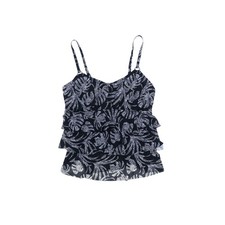 Island Escape Women's Plus Size Tiered Tankini Swim Top, Black  White 16W New