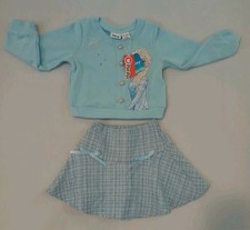 Disney Frozen Elsa Girls Dress Set Graphic Sweatshirt W/Plaid Skirt 4-5yr "READ"