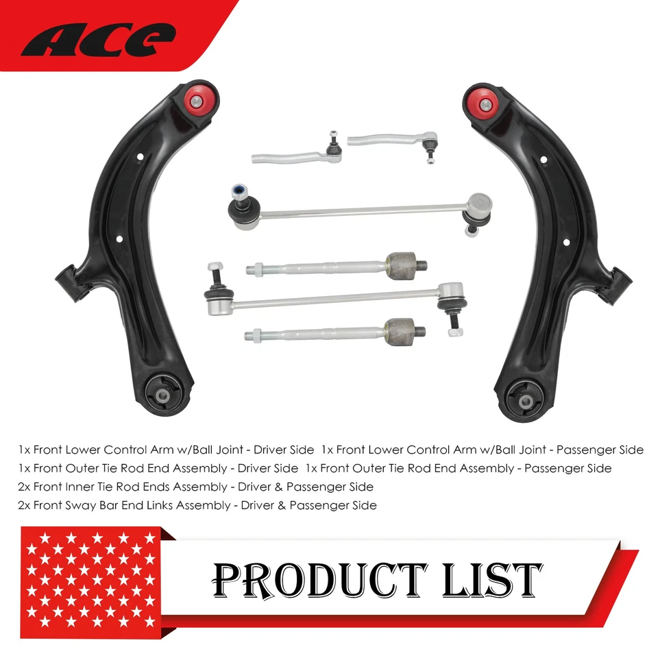 For 2013-2019 Nissan Sentra NV200 8x Front Lower Control Arms Sway Bars Tie Rods Foto 2 de 4