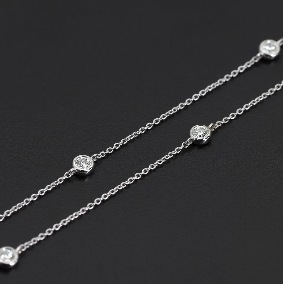 Gargantilla de oro blanco de 14 k de 16" de diamantes cultivados en laboratorio de 1,75 quilates G VS Foto 2 de 4
