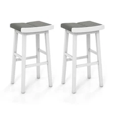 2 Pieces 26/31.5 Inch Upholstered Saddle Barstools with Padded Cushions-31.5 inc