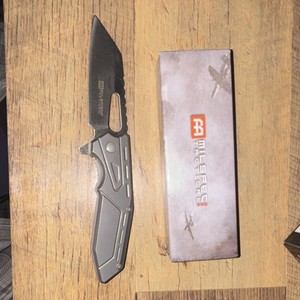 Milspec Tactical PML209GN Gray Metal Handle Wharncliffe Plain Blade Pocketknife