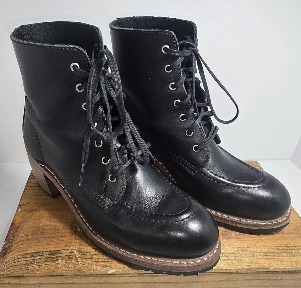 Red Wing Clara 3405 高跟皮靴女式 6 码黑色二手 — 第 2/4 张图片