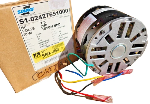 OEM Coleman S1-024-27651-000, 5.5" Blower Motor 1/3 HP, 240Vac, 4-Speed 1050 RPM