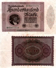 Germany 100,000 Mark 1923 Pick# 83 VF-CVF