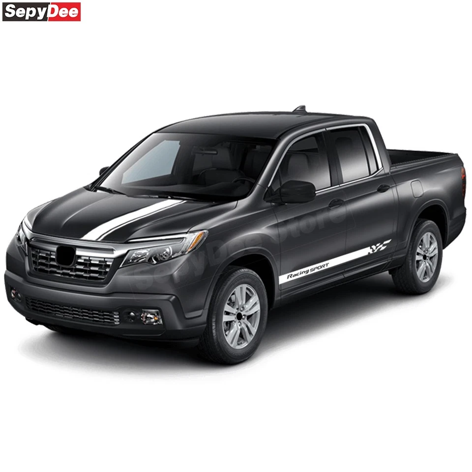 Pickup Truck Car Hood Bonnet Racing Sport Stripes Kit Decal for Honda Ridgeline - Image 4 of 4