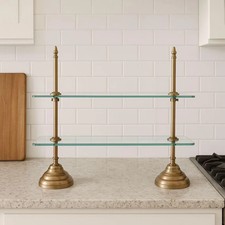 Floor Glass Shelf 2 Tier Elegant Countertop Organizer Bathroom Kitchen Vanit