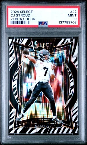 2024 PANINI SELECT ZEBRA SHOCK #42 CJ STROUD PSA 9