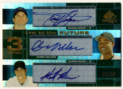 2004 SP Prospects TODD HELTON Matt Macri CHRIS NELSON RC Triple Auto Rockies /50