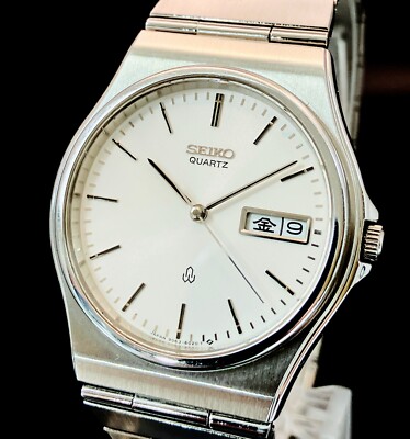 SEIKO WATCH 9063-601C QUARTZ SILVER DAY DATE KANJI 15.5cm 6.1inc
