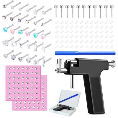 LONGBEAUTY 131Pc Body Piercing Tool Set Ear Nose Navel Piercing Machines for Salon Home Use