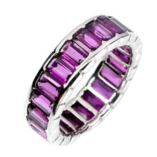 925 Sterling Silver Ring Octagon Rhodolite Garnet Natural Gemstone Jewelry