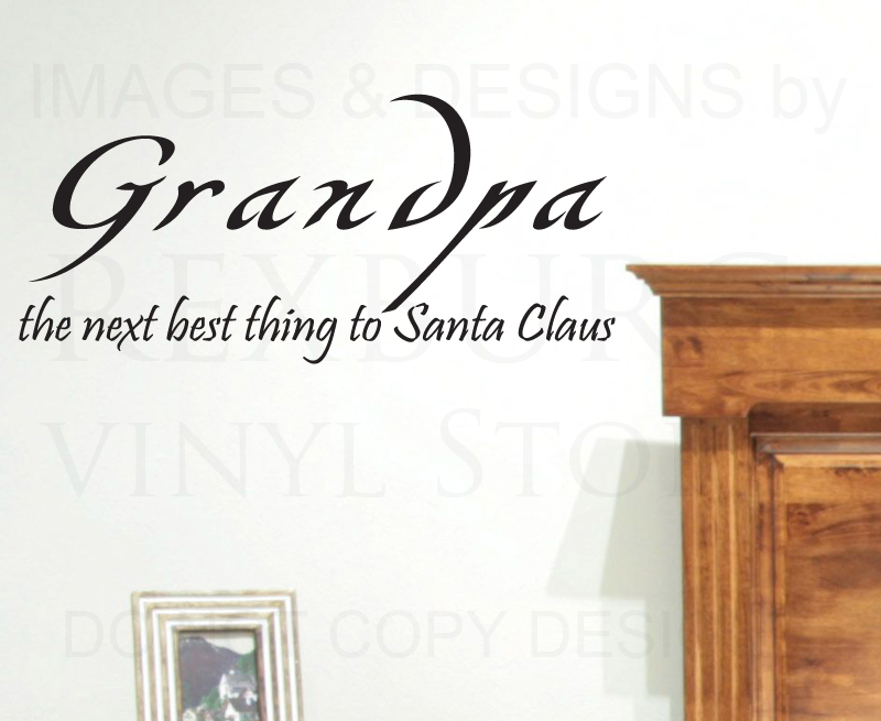 Vinyl Wall Decal Art Featuring Grandpa Grandfather Santa Claus Design K90