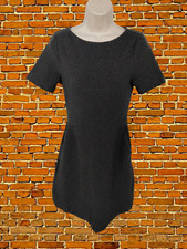 WOMENS FRENCH CONNECTION UK 10 CHARCOAL WAFFLE TEXTURE SHORT SLEEVE WORK DRESS