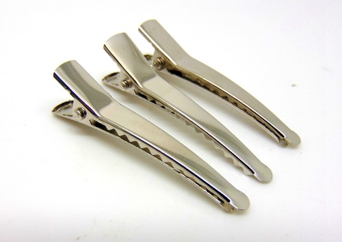 Curved Alligator Hair Clips 45mm Silver Metal Crocodile Clips Bows Barette A137 - Picture 2 of 6